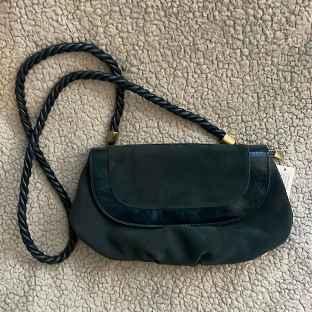 Anthropologie Crossbody Suede Flip Blue Bag NWT